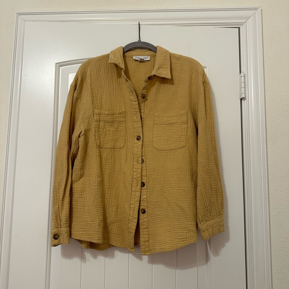 She + Sky Women's Mustard Button-Down Shirt
